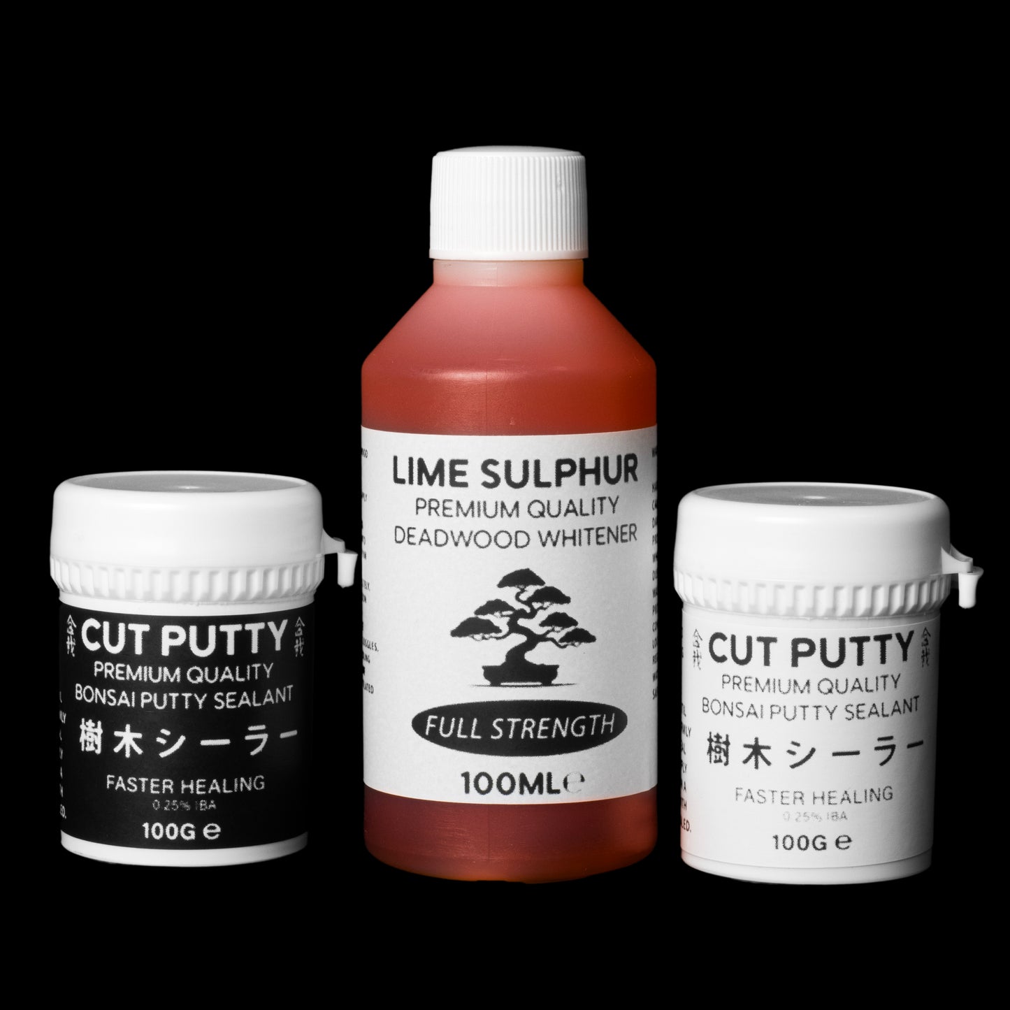 Bonsai Care Bundle: Lime Sulphur & 2x Bonsai Cut Putty (Grey & Brown)
