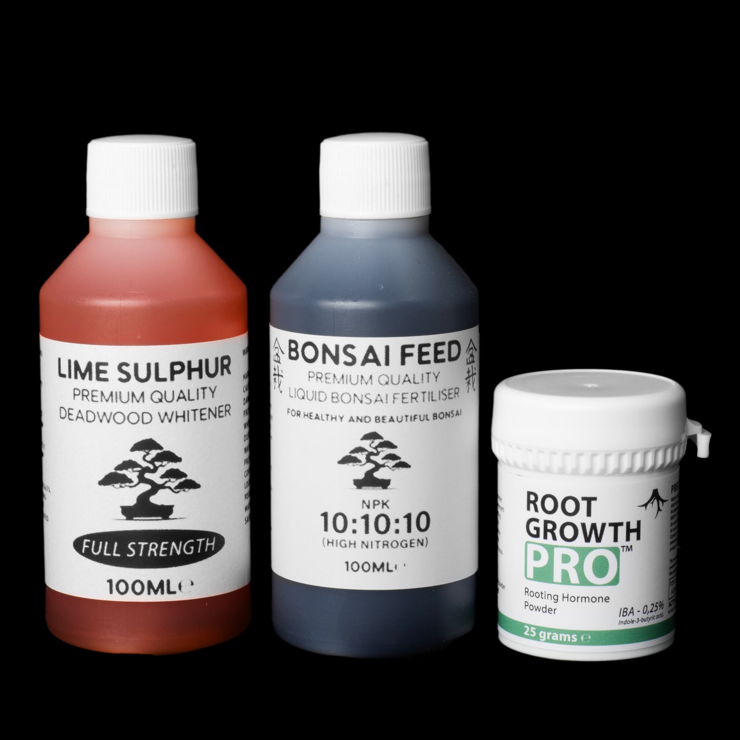 Bonsai Care Bundle: Bonsai Fertilizer, Lime Sulphur & Rooting Hormone Kit