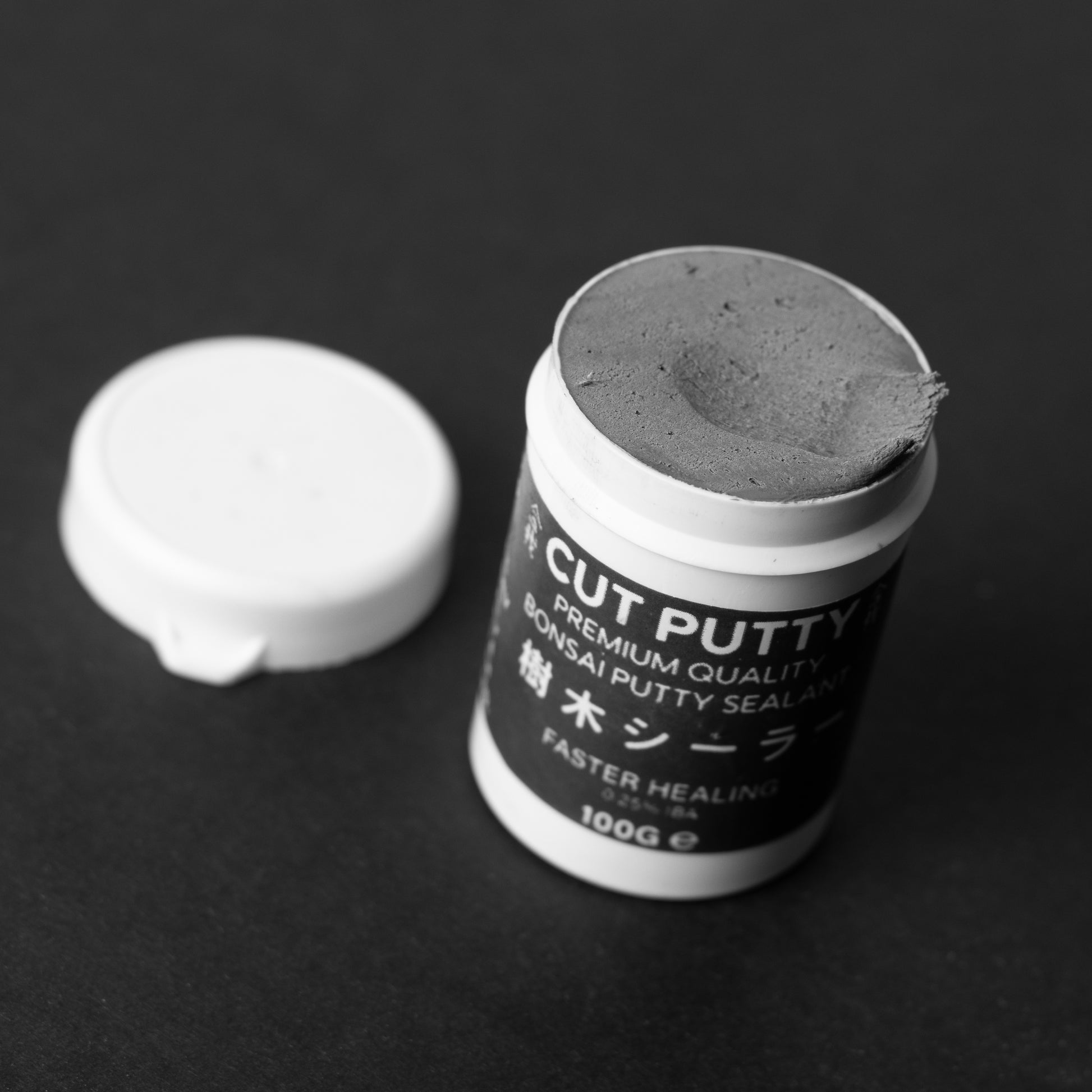 Bonsai Cut Putty, Cut Paste, Grey and Brown Colored, Inside the Grey Tub showing colour of putty